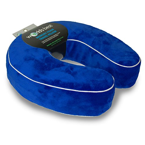 World's Best Cushion-Soft Memory Foam Neck Pillow, Cobalt