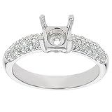 18k White Gold Engagement Setting with Round Pave-Set Diamond (G-H/VS, 1/2 ct. tw.)