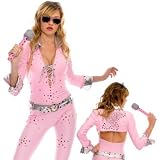 Music Legs Vegas Rock Star Costume Sexy Pink Adult Elvis Presley Outfit Halloween Costume