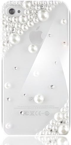 Bling iPhone 4s Case, Bling iPhone 4 Case, TEAM LUXURY® Crystal White Pearl Case Cover w/ Protective Front Lip for Iphone 4 & 4s Made with Swarovski Elements