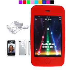 Silicone skin cover for Apple ipod Touch 2nd and 3rd generation + ipod touch Wall Charger + Screen Protector