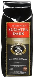 Jeremiah's Pick Coffee Fresh Pick, Sumatra Dark Whole Bean Coffee, Dark Chocolate and Caramel, 16-Ounce Bags (Pack of 3)