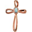 14K Rose Gold Aquamarine Cross Pendant