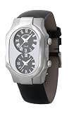 Philip Stein Teslar Womens Black Leather Strap Black Dial Dual Time Watch 1-G-CB-LB