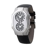 Philip Stein Teslar Womens Black Leather Strap Black Dial Dual Time Watch 1-G-CB-LB by Philip Stein