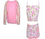MaxOut UPF 50+, UV Protective Girl's 3 PC Outfit: Long Sleeve Rashguard, Bikini Top, & Built-in Skirt (Sizes 6mos - 6X)