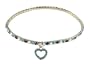 Anklet - A24- Swarovski (tm) Crystal - Stretch ~ Aqua and Brown with Heart Charm
