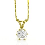 Jewelry : 14K 1/4 Carat Diamond Solitaire Pendant w/ 18' Chain