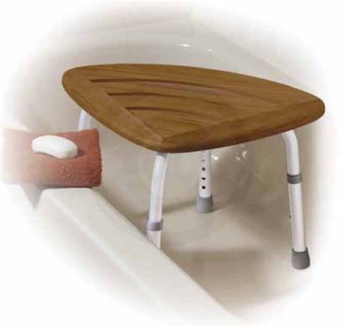HealthPersonalCare: Teak Adjustable Height Bath Stool Bench Shower Chair FREE SHIPPING