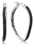 Sterling Silver Black Crystal Inside-Out Hoop Earrings by David Sigal