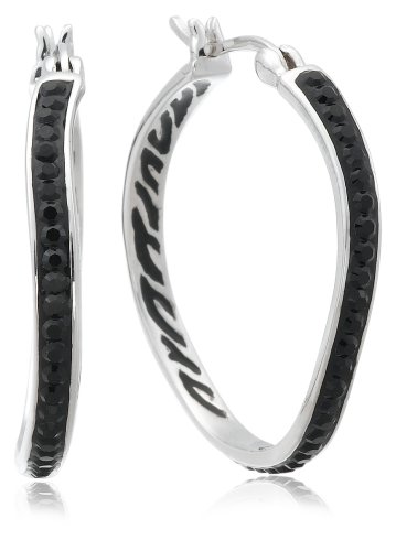 Sterling Silver Black Crystal Inside-Out Hoop Earrings by David Sigal