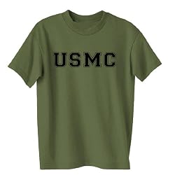 USMC Athletic Marines S/S T-Shirt - Military Style Physical Training T-Shirt in Military Green