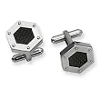 Chisel Stainless Steel Black Carbon Fiber Hexagon Cuff Links