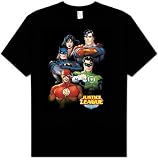 Justice League GROUP PORTRAIT Juniors Size Fitted Girly Black T-shirt Tee Shirt