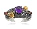10k White Gold Bubble Garnet Citrine Amethyst title=