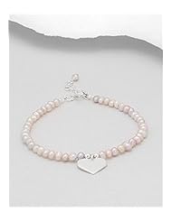 Plum (Natural) Heart Fresh Water Pearls Bracelet In 92.5 Sterling Silver