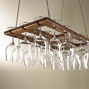 Hanging Oak Wine Glass Rack by