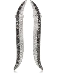 10k White Gold Black and White Diamond Swirl Earrings (3/4 cttw, I-J Color, I2-I3 Clarity)