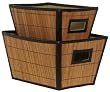 Split Bamboo Cases Set of 2 with Canvas Lining and Leatherette Trim Large= 13 3/4" x 10" x 7 1/2"