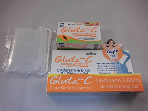 Gluta-c Underarm & Bikini Skin Whitening Gel + Soap Set 60g with Net Foaming