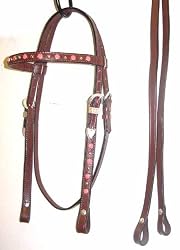 NEW Dark Oil Pink Faux Jewel Studded Show Bridle - WOW
