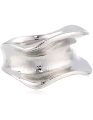 Silvertone Polished Wavy Band Ring
