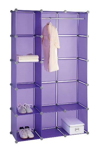 WENKO 2560030100 Kleiderschrank Honey Cube - Steckregalsystem, hochwertiger Kunststoff, 106 x 174 x 34.5 cm, lila
