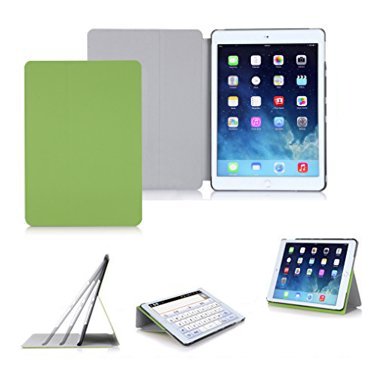 iPad Air 2 Case Cover, FYY Ultra Slim Lightweight Premium PU Leather Smart Cover Multi-Angle Stand Case for iPad Air 2 Green (With Auto Wake/Sleep Feature)