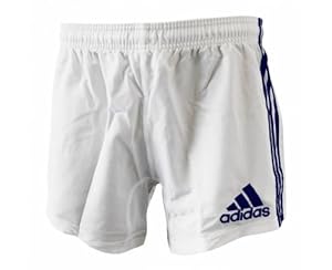 ADIDAS Men's Rugby Teamwear 3 Stripe Short, White/Navy, XXL