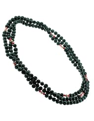 Dyed Dark Green Freshwater Pearl Necklace with Pink Spacer Beads - 9-10mm, 80 Inches