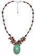 Sterling Silver, Carnelian, Turquoise and Dyed Coral Pendant, 18"