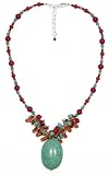Sterling Silver, Carnelian, Turquoise and Dyed Coral Pendant, 18"