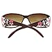 MLC EYEWEAR ® Rectangle Fashion Sunglasses Brown Frame Flower Design Amber Lenses.