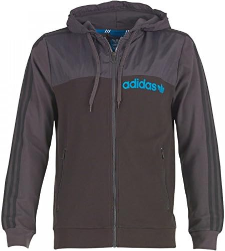 adidas Originals Mens Hooded Flock Track Top Carbon Black - S To Fit Chest 36-38 (91-96cm)