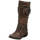 Two Lips Women's Warrior Mid Calf Leather Buckle Boot