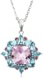 Sterling Silver Pink Amethyst w/ Blue Topaz and Tourmaline Accent Pendant, 17.5"