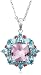 Sterling Silver Pink Amethyst w/ Blue Topaz and Tourmaline Accent Pendant, 17.5\