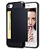 iPhone 8 Case, Crosspace iPhone 7 Wallet Card Holder Defender Bumper Soft Rubber Hard PC Back Hybrid [Dual Layer] Shockproof Cover Flexible Protective with Card Slots for iPhone 8 iPhone 7-Black