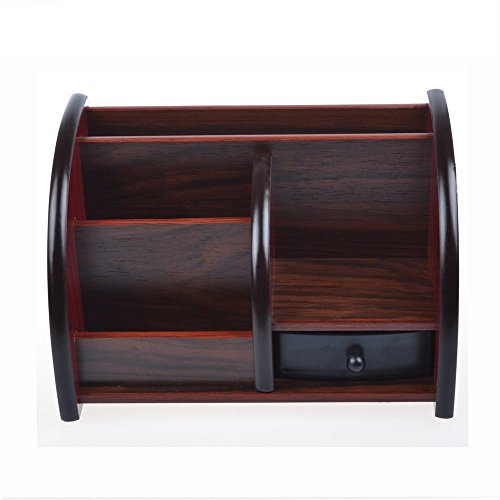 KLOUD City Â® Dark Brown Wooden Ladder Style Desktop Organizer Sorter Stuff Storage Holder Pen Pencil Holder with a Drawer