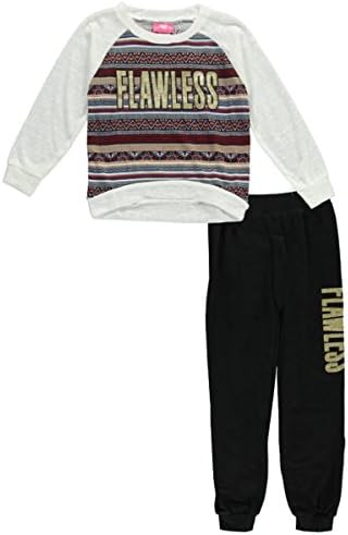 Girls Luv Pink Big Girls' "Flawless" 2-Piece Outfit - white/burgundy, 14 - 16