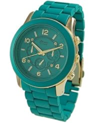 Geneva Platinum 9158 Womens Decorative Chronograph-style Matte Finish Link Watch TUR/GLD
