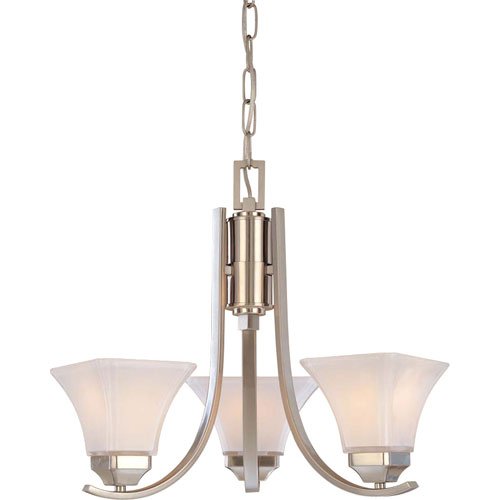 Minka Lavery 1813-84, Agilis Mini Glass 1 Tier Chandelier Lighting, 3 Light, 300 Total Watts, Nickel