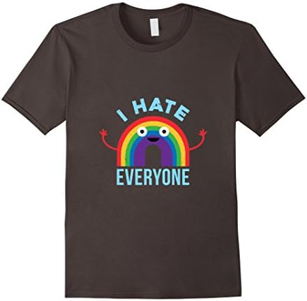 Men's I Hate Everyone Happy Rainbow Colorful Pride Fab Tee Shirt Medium Asphalt