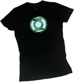 Green Lantern Chrome Logo Crop Sleeve Fitted Juniors T-Shirt