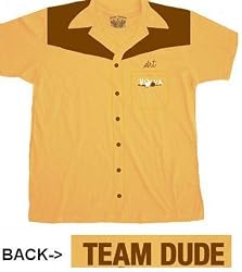 Big Lebowski Art Bowling Team Dude T-Shirt Gold