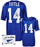 YA Tittle Autographed/Hand Signed New York Giants Blue Wilson Jersey HOF 71- Tittle Hologram