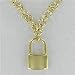 Gold Toned Padlock Necklace Engraved