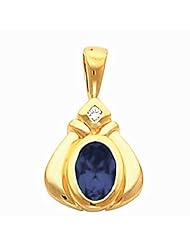 18K Yellow Gold Oval Cut Tanzanite and Diamond Pendant -- LIFETIME WARRANTY