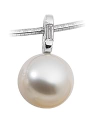 18K Palladium White Gold Paspaley South Sea Cultured Fine Round Pearl and Diamond Pendant -- LIFETIME WARRANTY