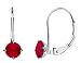 Ruby Gemstone French Back 5mm Solitaire Earring in 14K White Gold